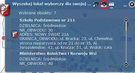 Po wpisaniu odpowiednich danych (nazwy ulicy, dla której poszukujemy obwodu do głosowania) w oknie wyszukiwania