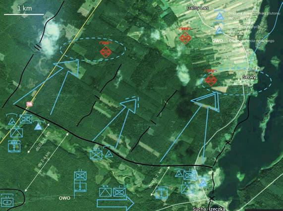 TEMAT NUMERU WALKA W LESIE RYS. 2. UGRUPOWANIE BOJOWE KOMPANII WSPARCIA W NATARCIU BATALIONU W TERENIE LESISTYM (WARIANT) Opracowanie własne.