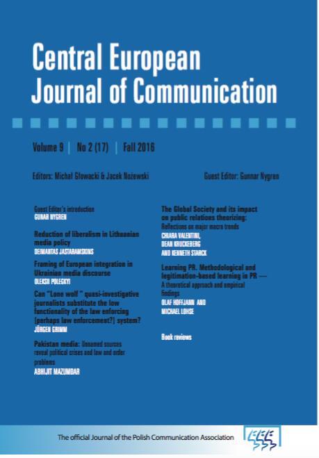 Central European Journal of Communication Challenges and perspectives Journal of the