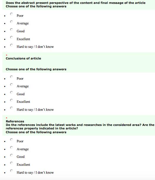 Criteria for article evaluation - Theory and methodology - Clarity of