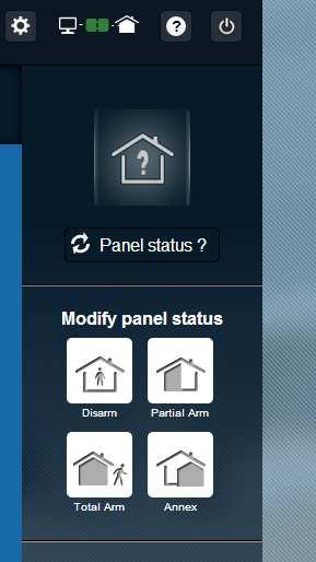W zależności od dostawcy usługi, po kliknięciu przycisku rozbrojenia wymagane może być wprowadzenie kodu. Zwiększa to poziom bezpieczeństwa. Kliknij przycisk Status panelu?, aby poznać status panelu.