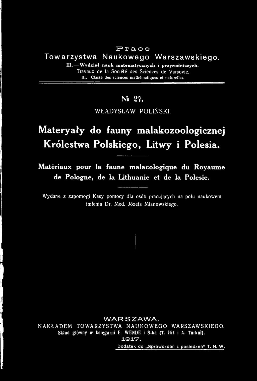 Matériaux pour la faune malacologique du Royaume de Pologne, de la Lithuanie et de la Polesie.