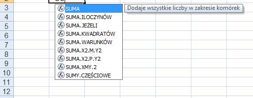 Rok akademicki 2014/2015, Pracownia nr 7 9/19 Rok akademicki 2014/2015, Pracownia nr 7 10/19 Wprowadzenie nazwy w komórce Formuły Wstaw funkcję Rok