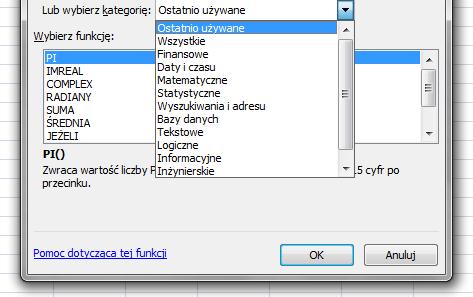 LICZB(wartość1; [wartość2]; ) -oblicza ile komórek w zakresie zawiera liczby MAX(liczba1; [liczba2]; ) - zwraca największą wartość ze zbioru wartości