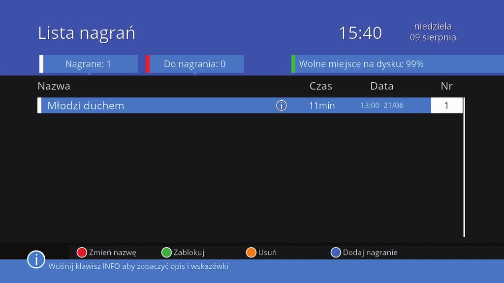 4.5 Media player W tym menu możesz zarządzać plikami multimedialnymi znajdującymi się na podłączonym dysku USB lub opcjonalnie również na wewnętrznym dysku.