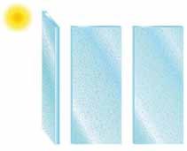Usuwanie zanieczyszczeń nagromadzonych na zewnętrznej powierzchni szkła odbywa się dzięki działaniu promieni UV zawartych w świetle dziennym oraz wody.
