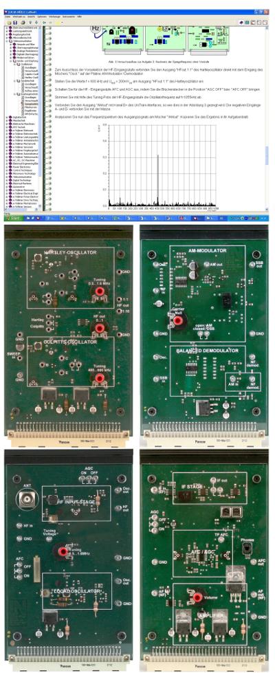Zakres dostawy: 1 karta stanowiska doświadczalnego z modulatorem/demodulatorem AM, modulatorem AM z możliwością przełączania AM/DSB, demodulatorem synchronicznym i detektorem diodowym 1 karta