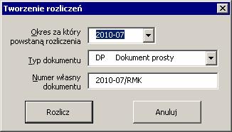 Rozliczanie rat Parametry tworzenia rozliczeń Po zaznaczeniu raty, która ma być rozliczona, należy wybrać przycisk Rozlicz.