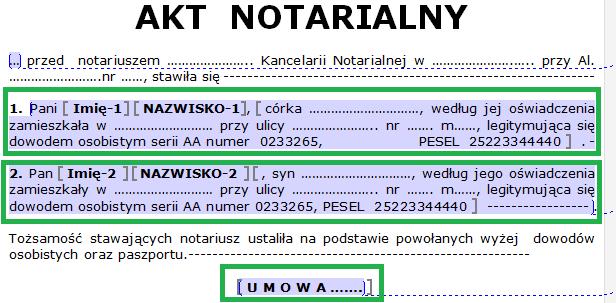 Notariusz osoba do której dana czynność jest przypisana (stosowane jeśli w KN jest więcej niż jeden notariusz) Statystyka oznaczenie statystyczne do półrocznych zestawień MS Not Uwagi uwagi