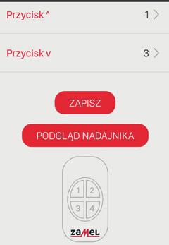 Z listy wszystkich sparowanych odbiorników wybrać odbiornik SRP-22 do którego chcemy zdalnie przypisać nadajnik. 5. W polu Tryb pracy ustawić tryb, w którym nadajnik ma współpracować z odbiornikiem.