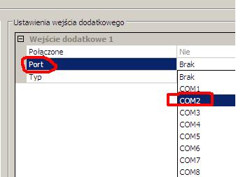 Następnie w programie wybieramy prot COM na którym zainstalowaliśmy interfejs w