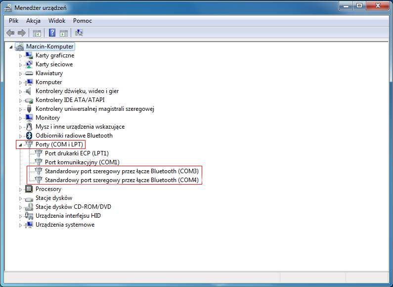 9) Tak wygląda Menedżer urządzeń po sparowaniu interfejsu UWAGA!