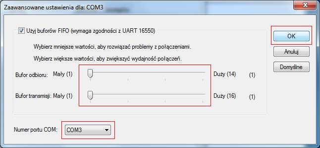 zajętych portów) następnie należy zmienić wielkość