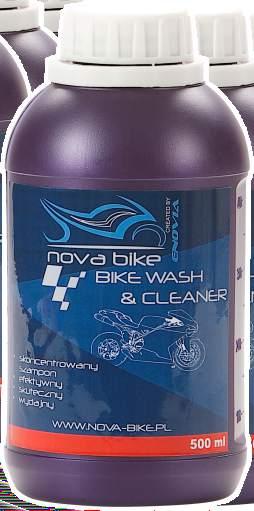 BIKE WASH & CLEANER Nova Bike Wash&Cleaner - skoncentrowany szampon do myjek wysokociśnieniowych Przeznaczenie: szampon w postaci koncentratu do myjek wysokociśnieniowych do mycia motocykli.