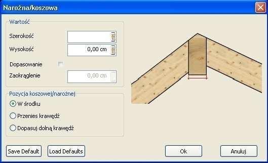 5. Części dachu 5.1 Dodaj Wszystkie narożne/koszowe Funkcja ta dodaje wszystkie krokwie koszowe i naroŝne na przecięciach połaci.