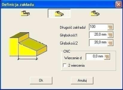 Teraz moŝna wybrać rodzaj połączenia dla rozdzielonej płatwi. Tworząc połączenie na zakład, moŝemy zdefiniować wszystkie jego parametry.