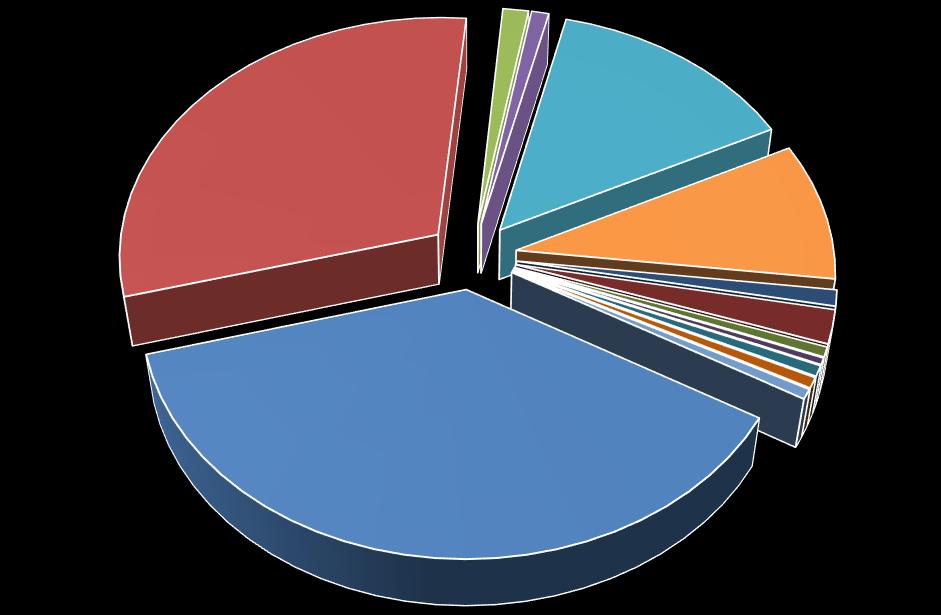 1 261.3 30.5% 58.7 1.4% 39.5 1.0% 573.6 13.9% 381.4 9.2% 44.0 1.1% 92.4 2.2% 26.9 0.7% 17.8 0.4% 29.0 0.7% 1 549.1 37.5% 28.7 0.7% 27.1 0.