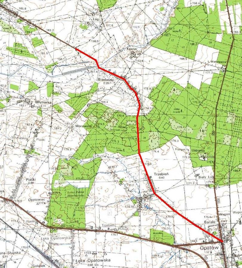 MAPA POGLĄDOWA Droga powiatowa nr 5701P Biadaszki