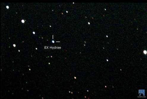 Obraz okolicy EX Hydrae wykonałem za pomocą teleskopu Slooh 24 Stycznia 21r o godzinie 4:9:37 UTC: Badanie EX Hydrae było dla mnie bardzo pouczające.