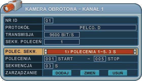 Tabela ustawień/funkcji po wybraniu [KATEGORIA: SIATK(GRID)] Parametr/ funkcja Ustawienie domyślne Ustawienia dostępne Opis CZUŁOŚĆ DET. 10 1-20 Poziomu czułości detekcji ruchu.