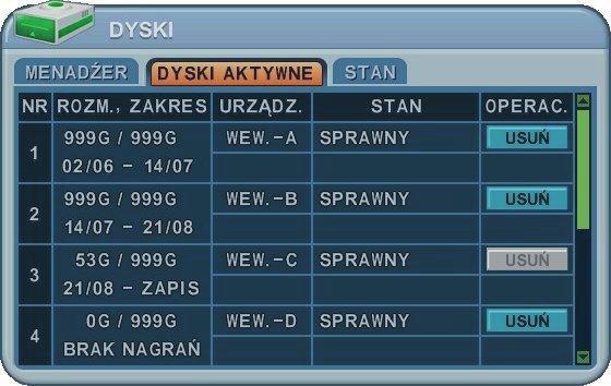 Oznaczenia nośników pamięci: Wewnętrzne dyski S-ATA, napędy optyczne: WEW.-A, WEW.-B, WEW.-C, WEW.-D Zewnętrzne nośniki es-ata (dyski, macierze): ZEW.1, ZEW.