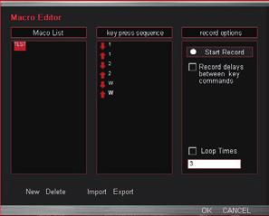 PRZYPISZ MAKRO Kliknij dowolny tryb (M1 MR) i dowolny klawisz (G1 G10), wybierz Assign a Macro (Przypisz makro) i Macro Manager (Menedżer makr), aby przejść do interfejsu Macro Editor (Edytora makr),