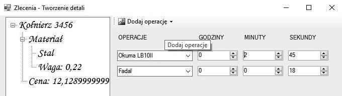 6). Rys. 6 krok 2 Po wykonaniu wyceny detalu tworzenia zlecenia.