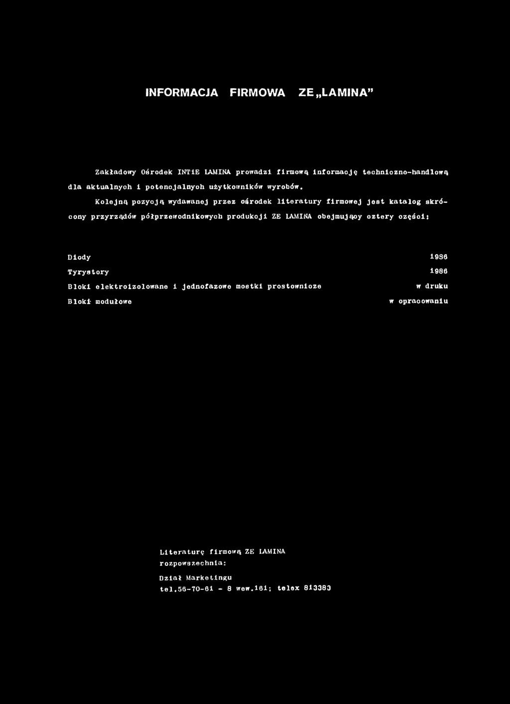 Tyrystory 1988 Bloki elektrolzolowane 1 Jednofazowe mostki prostownloze Bloki modułowe w