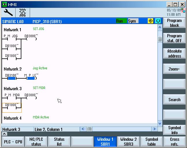 Ladder Viewer i Ladder add-on (tylko 828D) 16.2 Budowa ekranu graficznego 16.