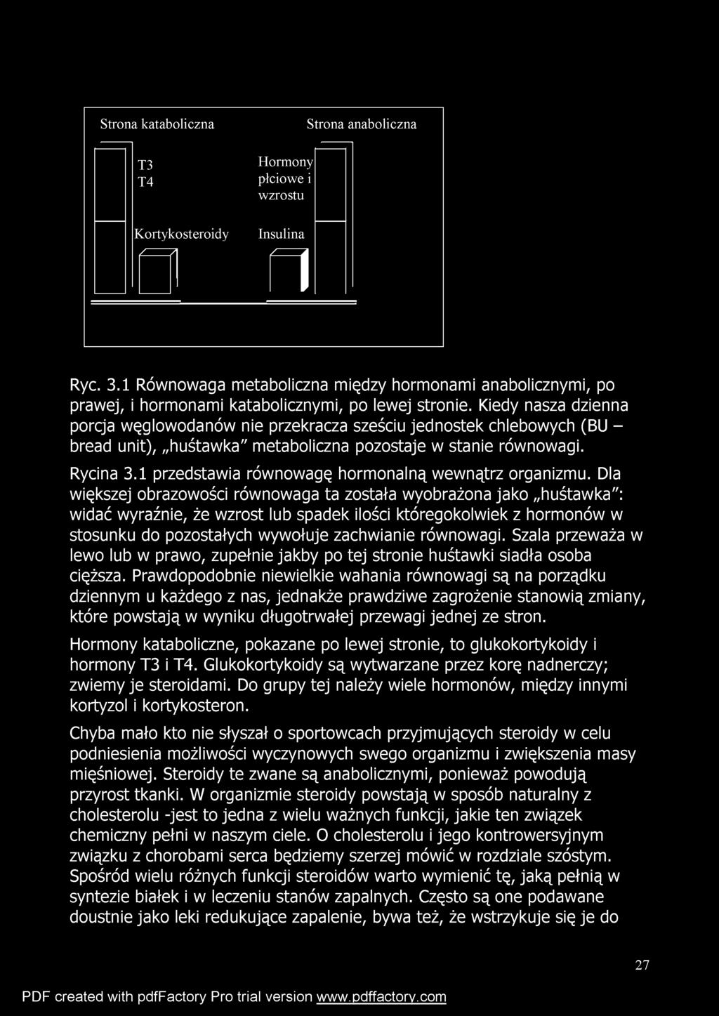 Strona kataboliczna T3 T4 Kortykosteroidy / A Hormony płciowe i wzrostu Insulina n Strona anaboliczna Ryc. 3.