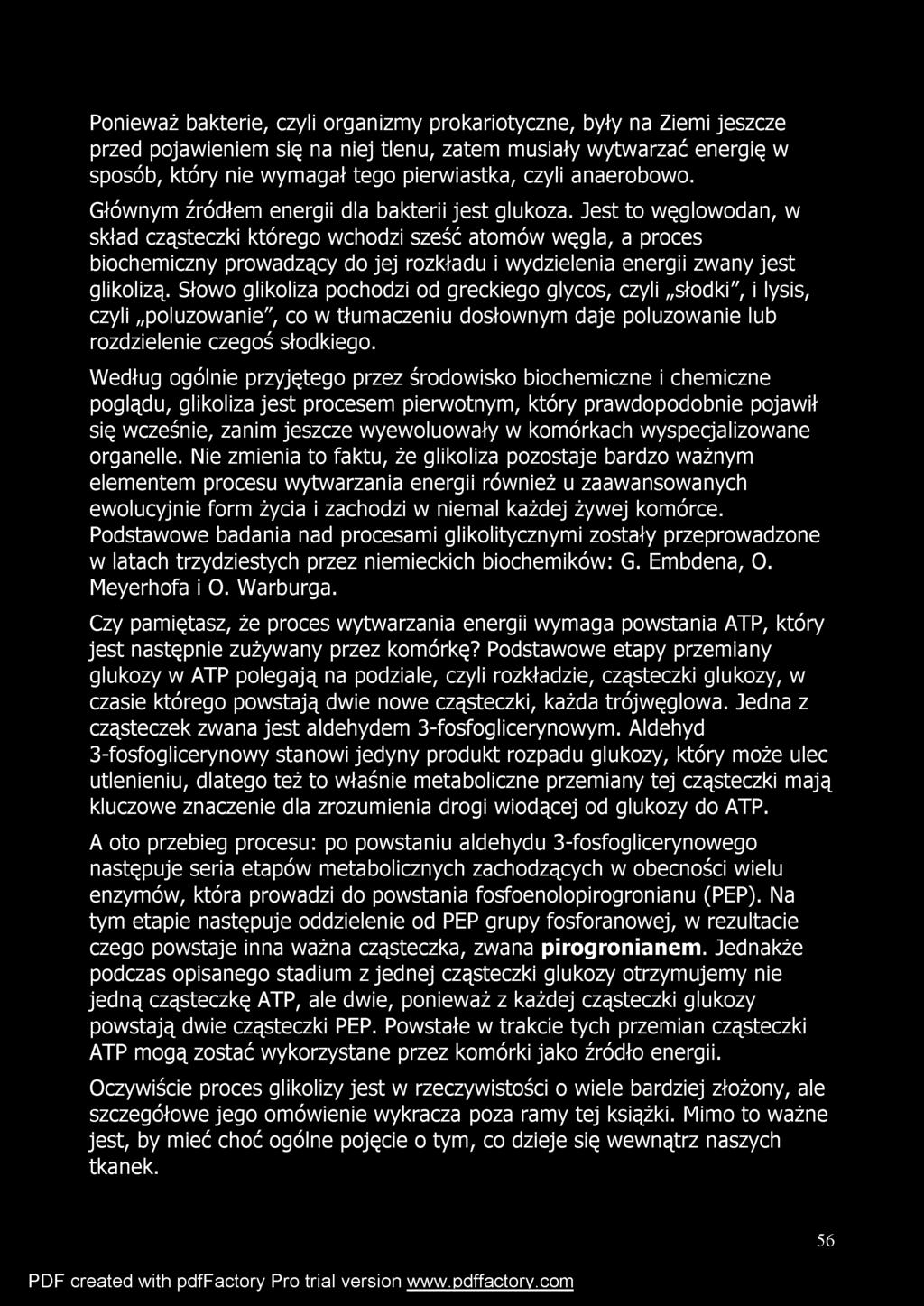 Ponieważ bakterie, czyli organizmy prokariotyczne, były na Ziemi jeszcze przed pojawieniem się na niej tlenu, zatem musiały wytwarzać energię w sposób, który nie wymagał tego pierwiastka, czyli