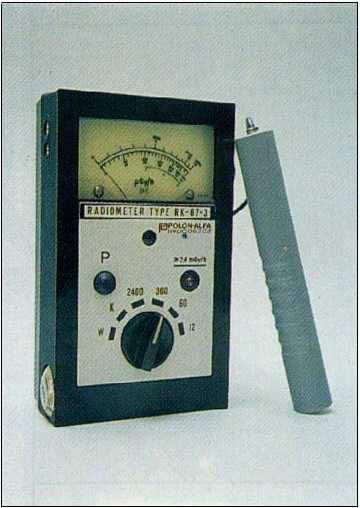 Radiometr typ RK - 67-3 pomiar mocy dawki ekspozycyjnej promieniowania gamma, sygnalizacja przekroczenia zakresu pomiarowego w