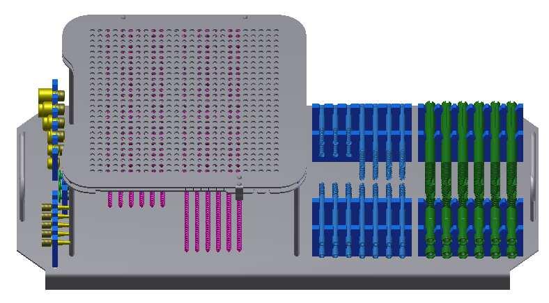 Paleta na wkręty blokujące (zestaw z miarką długości, bez wkrętów) Tray for locking screw (set with length gauge, without screws) 500176 Kaseta sterylizacyjna Container LP.