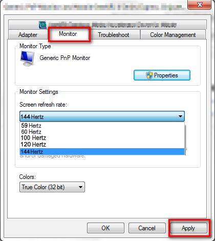W zależności od systemu operacyjnego zainstalowanego na komputerze obowiązują różne procedury ustawienia częstotliwości odświeżania ekranu.