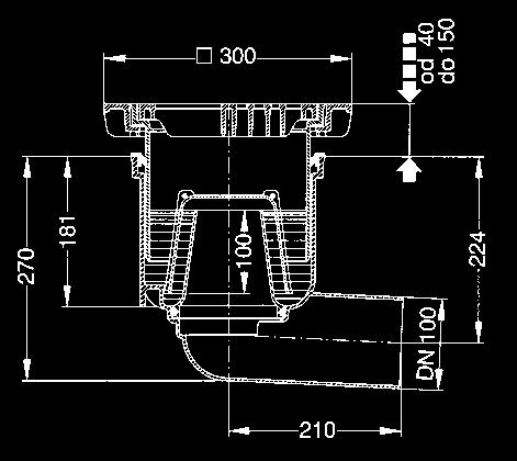 Wpusty pod ogowe/podwórzowe System 200 Wyrób Opis wyrobu Wpust pod ogowy z tworzywa sztucznego, DN 00 odp yw boczny 2,5 przepustowoêç 2,3 l/s Wykonanie z ramà i rusztem z tworzywa sztucznego kl.