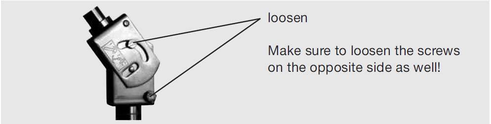 Sześciokątne śruby i śruby w szczelinie na złączu przechylnym muszą być zluzowane. poluzować Sprawdzić, czy są poluzowane również śruby po drugiej stronie!! 3.