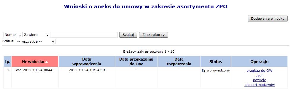 Wprowadzanie wniosku składa się z kilku kroków: 1. wprowadzenie nagłówka wniosku 2. wprowadzenie od 1 do n pozycji wniosku (każda pozycja stanowi inny zakres świadczeń) 3.