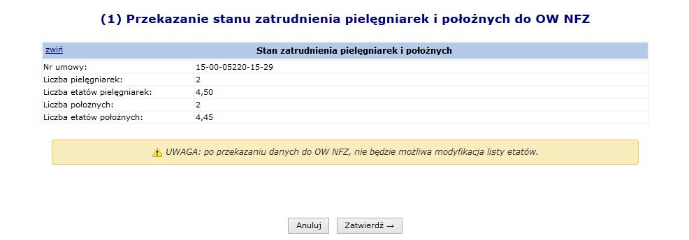 Rodzaj uprawnienia P - pielęgniarka, A - położna NPWZ numer prawa wykonywania zawodu Wymiar etatu - wartość pomiędzy 0,01 a 4,0 b) Dla importowanych danych jest sprawdzana unikalność NPWZ w ramach