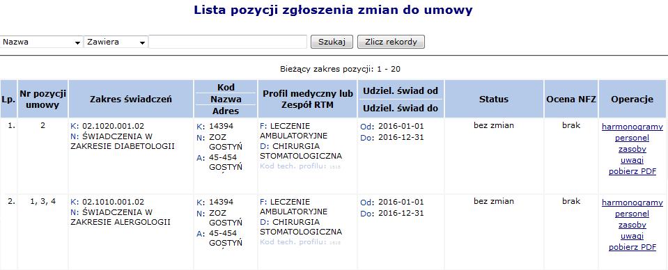 Rys. 13.12 Lista pozycji zgłoszenia zmian do umowy Uwaga!