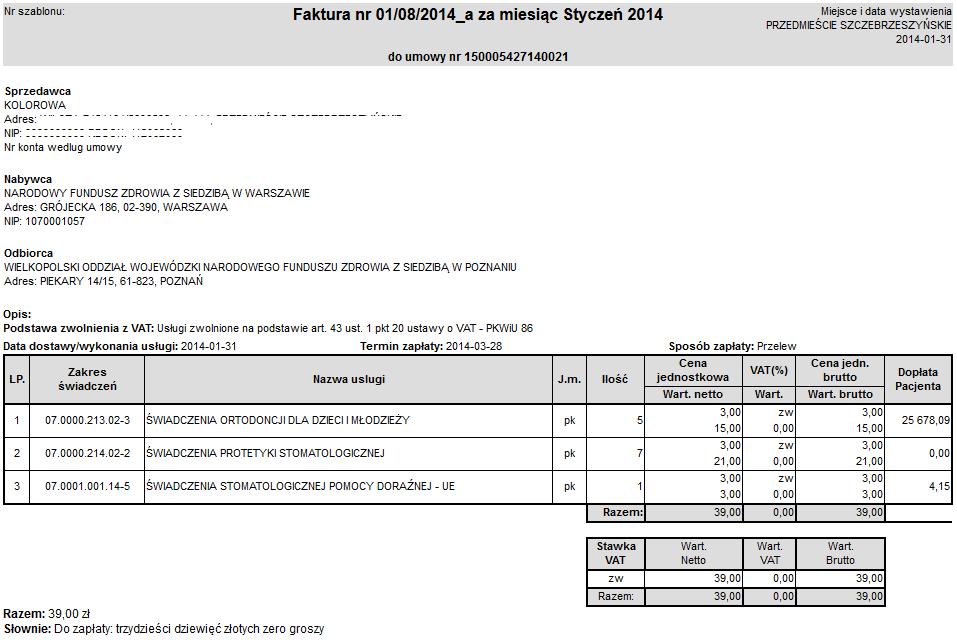 2. Wybrać, opcję pobierz plik, a następnie. Rys. 15.39 Pobieranie widoku e-faktury 3. W nowy oknie przeglądarki zostanie wyświetlony podgląd faktury. Rys. 15.40 podgląd faktury VAT 4.