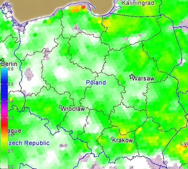 Postępująca susza 2016 (26 IX, dane satelitarne