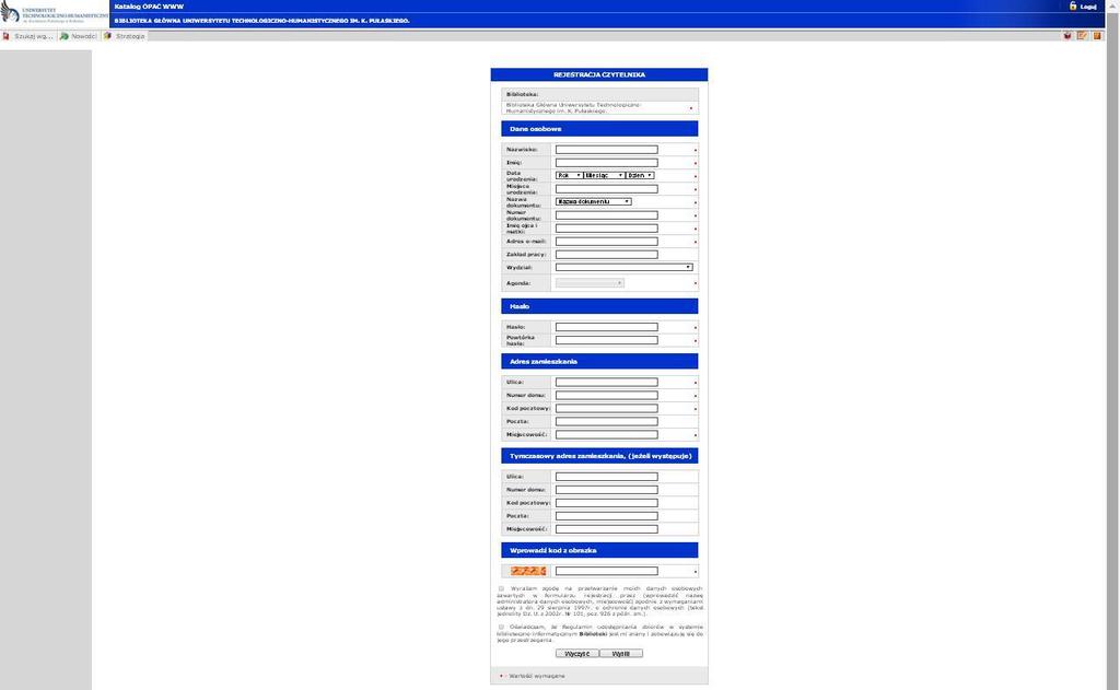 Wejście do katalogu OPAC (logowanie do systemu) Katalog elektroniczny w systemie Prolib poprzez moduł OPAC umożliwia szybkie i wielostronne przeszukiwanie zbiorów w trybie on-line.