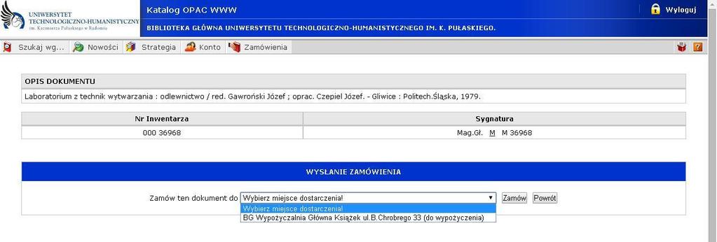 Zatwierdzamy dokumenty do zamówienia zaznaczając okienko z lewej strony przy danym tytule.