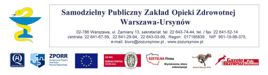 Warszawa, dnia 18.06.2013r. Nr sprawy SPZOZ.U.353/2013 ZAWIADOMIENIE Na podstawie art. 38 ust.2 ustawy z dnia 29 stycznia 2004r -Prawo zamówień publicznych (Dz. U. z 2010r. Nr 113 poz. 759 z późn. zm.