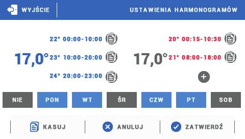 Instrukcja obsługi Edycja harmonogramu: Po przejściu do ekranu edycji harmonogramu możemy go dowolnie modyfikować.