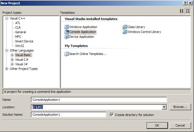 1.2. Aplikacje konsolowe 1.2. Aplikacje konsolowe 1.2.1. Pierwsze aplikacje w VB.NET Pierwsza aplikacja środowiska.net zostanie przedstawiona na przyk ladzie j ezyka Visual Basic.NET. Po uruchomieniu środowiska z menu File wybieramy opcj e New, a nast epnie Project.