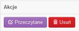 komunikatów. Istotna jest kolumna Akcje, która posiada dwa przyciski.