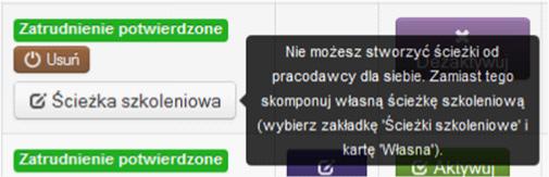 najechaniu na szary przycisk ścieżka szkoleniowa, użytkownik