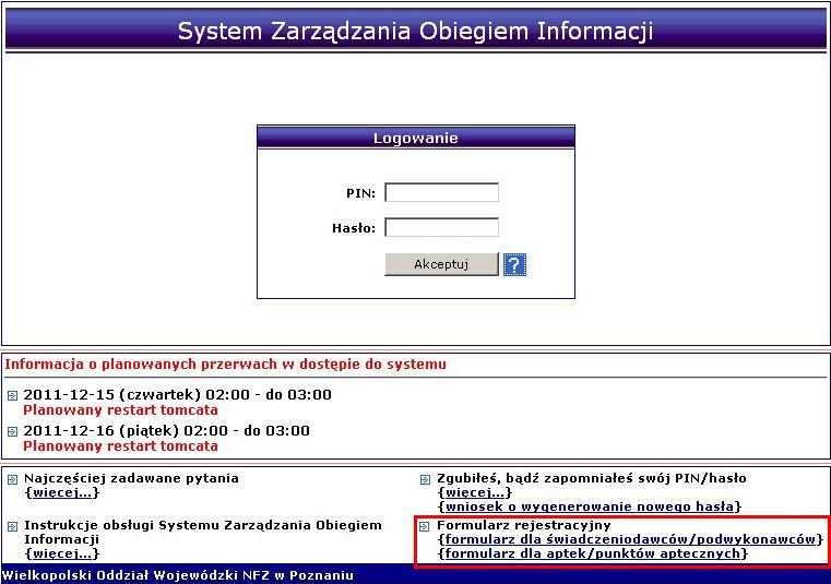 2 Rejestracja nowej apteki w systemie. Apteka / Punkt apteczny OW NFZ Czy podmiot prowadzący posiada konto dostępowe do Portalu NFZ?