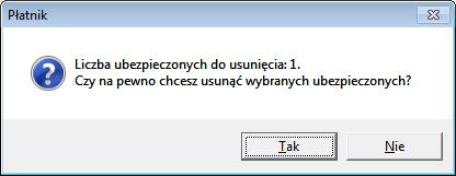 Aby usunąć ubezpieczonego z rejestru: 1. Z menu Widok wybierz polecenie Ubezpieczeni/Rejestr ubezpieczonych. 2.